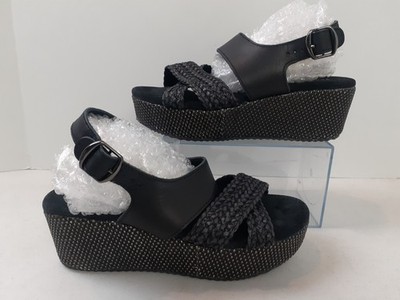 Very Volatile LA Platform Open Toe Black Leather Shoe Sling Back Womens Size 7
