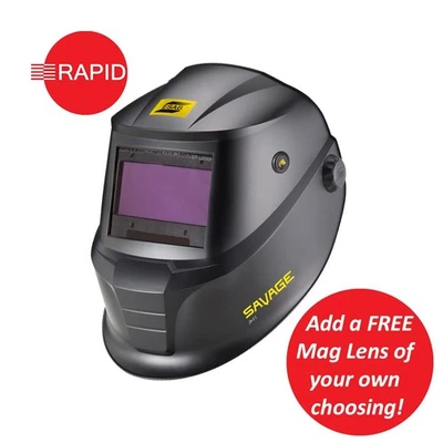 ESAB Savage A41 Black Auto Darkening Welding Helmet. Shade 8-13 + FREE Mag Lens