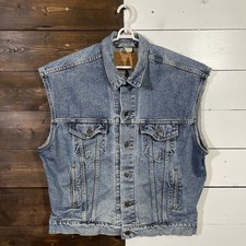 Vintage 90s Levi's Denim Vest Mens Large Blue Cutoff Biker Trucker 70507-4890