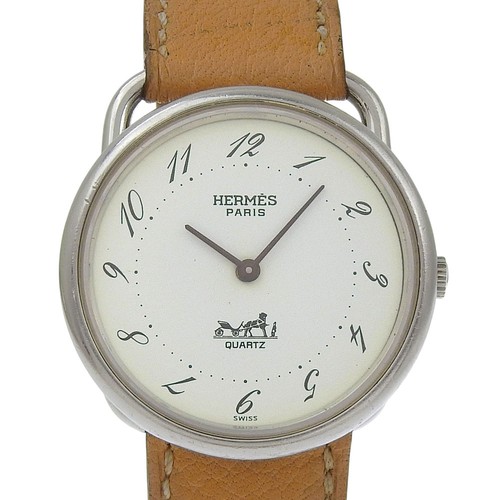 HERMES Arceau Watches WhiteDial Stainless Steel Quartz Analog display unisex