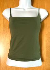 WOMEN'S SUUKSESS OLIVE ARMY GREEN SQUARE NECK LINED CAMI TANK TOP - SMALL / S