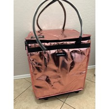 Fanwoli Large Gold Rose Reusable Grocery Bag on Wheels Foldable Rolling Tote NEW