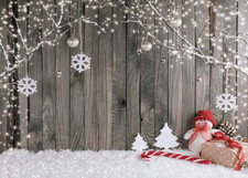Christmas Snow Floor Wooden Wall Photography Backdrop for Kids 7x5 Ft