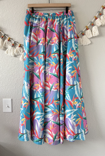 Rachel Zoe Tropical Multicolor Floral Flowy Midi Skirt Pull On Boho Beach L - Picture 3 of 7
