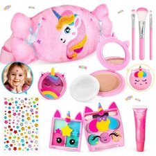 ULOVEME Kids Real Makeup Kit for Girls - Non-Toxic, Washable Make Up Set w/Unico