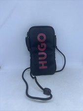 Hugo Boss Mens Crossbody Catch Phone Logo Pouch Bag Dark Black