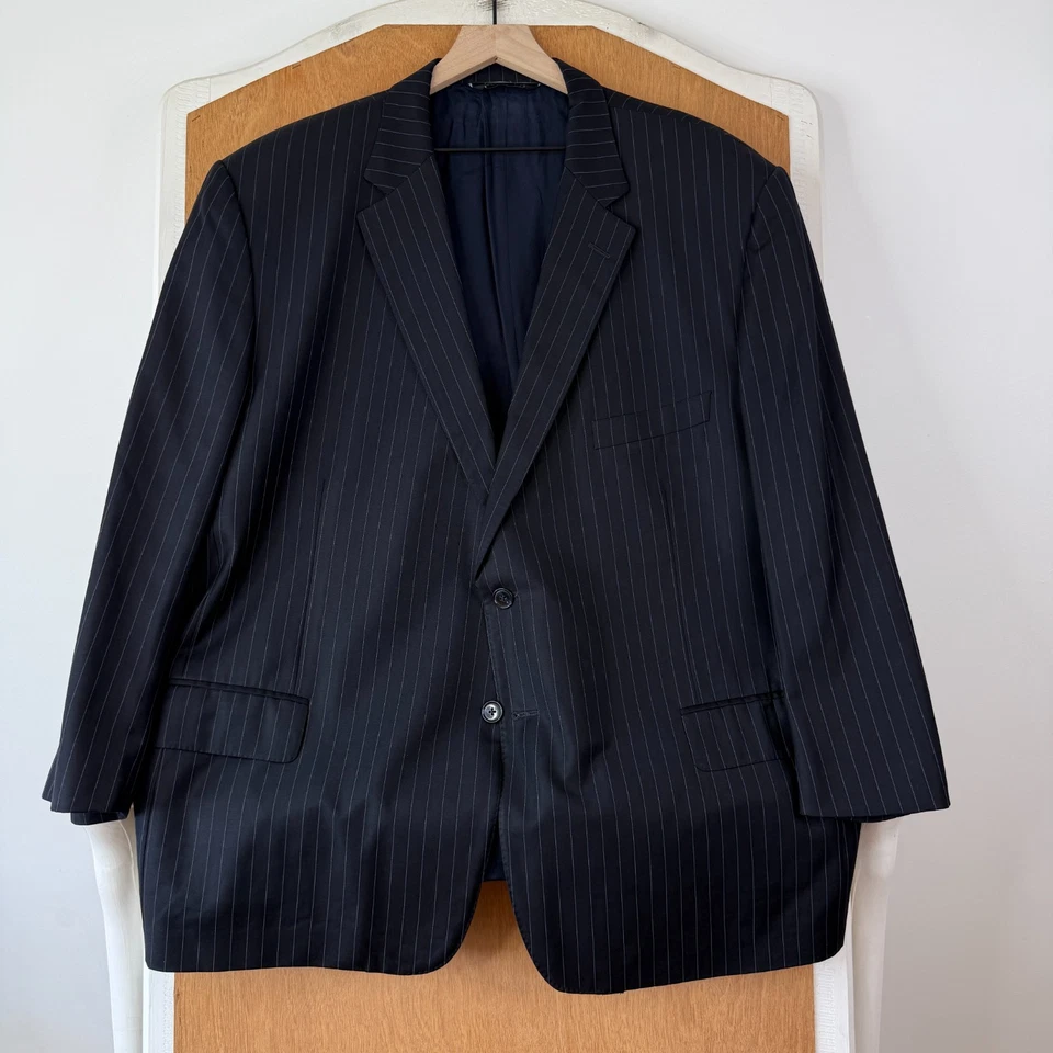 Traje Samuelsohn Para Hombre 50S Azul Marino Rayas 2 Botones Super 100s Lana 44x27 Puño Foto 2 de 4