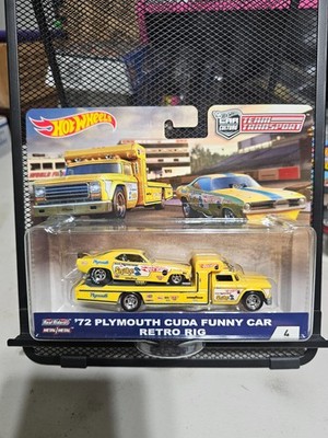 Hot Wheels Team Transport The Snake 72 Plymouth Cuda Funny Car &Retro Rig # 4 BW