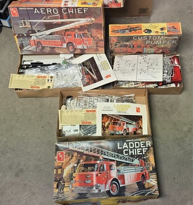 AMT American LaFrance Aero Chief Fire Truck Ladder Pumper 1:25 Model Kits Lot 3