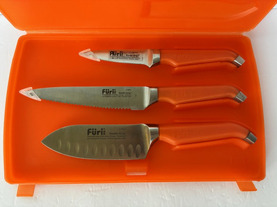 Furi Rachael Ray RR 3 Piece Gusto-Grip Essential Chef Knife Set with Orange Case