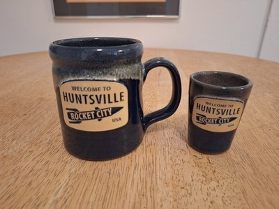 Deneen Pottery Welcome To Huntsville Rocket City Mug With Matching Shot Glass