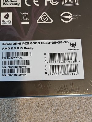 Acer PREDATOR Pallas II DDR5 64GB (2x32GB) 6000MHz for sale online