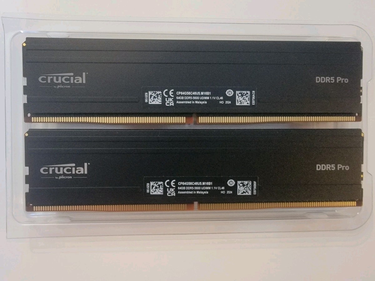 Crucial Pro 128GB (2x64GB) DDR5-5600 UDIMM Desktop Memory Kit