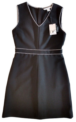 DVF Diane von Furstenberg Dress Sz 4 Black Sleeveless Sheath Career Pockets NEW