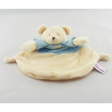 Doudou plat ours blanc créme pull bleu croix POMMETTE - 6299