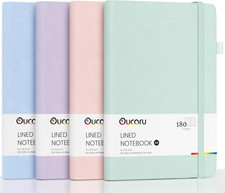 Lined Journal Notebook, 4 Pack, 180 Pages, A5 Journals for Writing, 100 GSM Thic