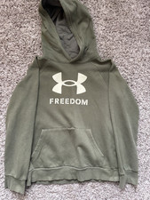 Under Armour Youth Medium FREEDOM Hoodie Green Fleece Pullover Sweatshirt YMD