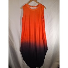 ANRABESS Women Orange Black Ombre Sleeveless Maxi Dress Relaxed Fit Large New