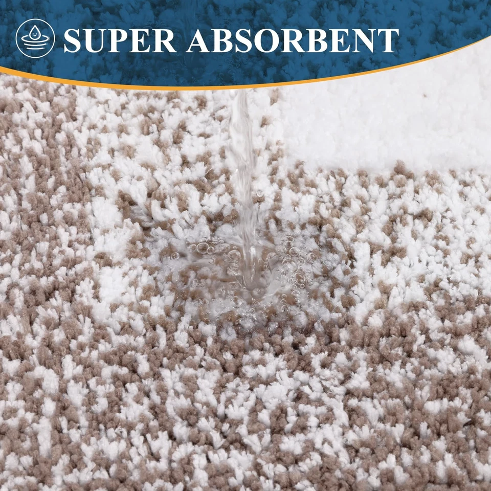 Juegos de alfombras de baño 3 piezas, alfombras de baño absorbentes antideslizantes, felpa extra suave... Foto 4 de 4