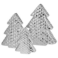 Deko TannenbäUme 3Er Set 12/16,5/20 Cm Porzellan Silber Weihnachtsbaum Advent