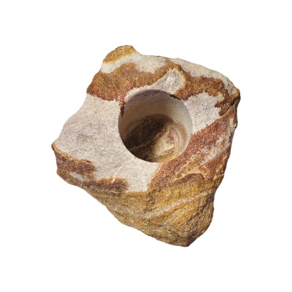 Candelabro de piedra arenisca natural Art Deco Boho suroeste pesado Foto 2 de 4