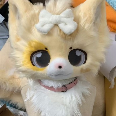 Fursuit Long haired Dog Fox Mascot Party Halloween Fur Cosplay(head)