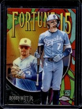 2025 Topps Chrome Update Bobby Witt Jr. Fortune 15 Orange Refractor #/25 Royals