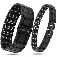 MagnetRX Magnetic Matching Bracelets for Couples Ultra Strength Black Magnetic