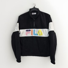 FILA Retro Quarter Zip Fleece Pullover Womens XL Colorblock Logo Streetwear Cozy