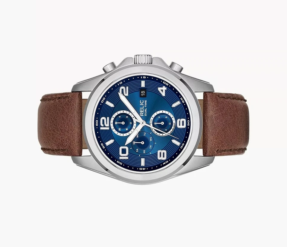 Reloj de cuarzo Relic by Fossil de acero inoxidable para hombre - plateado/marrón/azul ZR15794 Foto 2 de 4