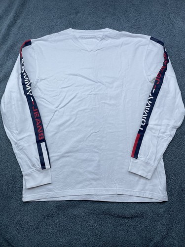 Tommy Jeans T-Shirt Manica Lunga Bianca Con Stampa Sulla Manica Uomo Large - Foto 2 di 14