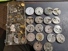 Vintage ELGIN Pocket Watch Movement Dial Parts Lot As Shown!