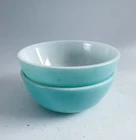 Vintage MCM Hazel Atlas Milk Glass Turquoise Berry, Cereal Bowls Approx 5"