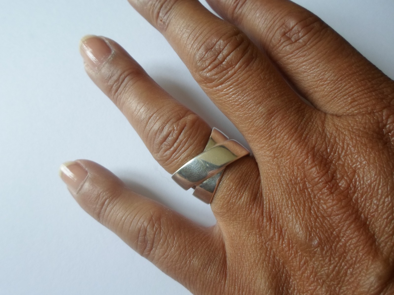 solid silver ring, crossed, openwork, size 56/57 - image 4