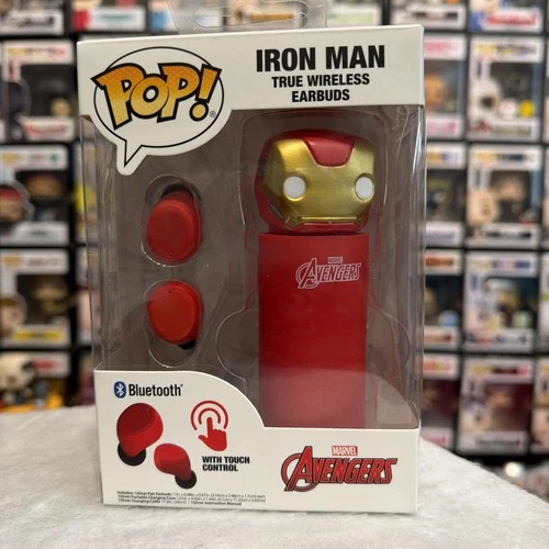 FUNKO POP MARVEL AVENGERS IRON MAN BLUETOOTH EARBUDS w/TOUCH CONTROL AND CASE