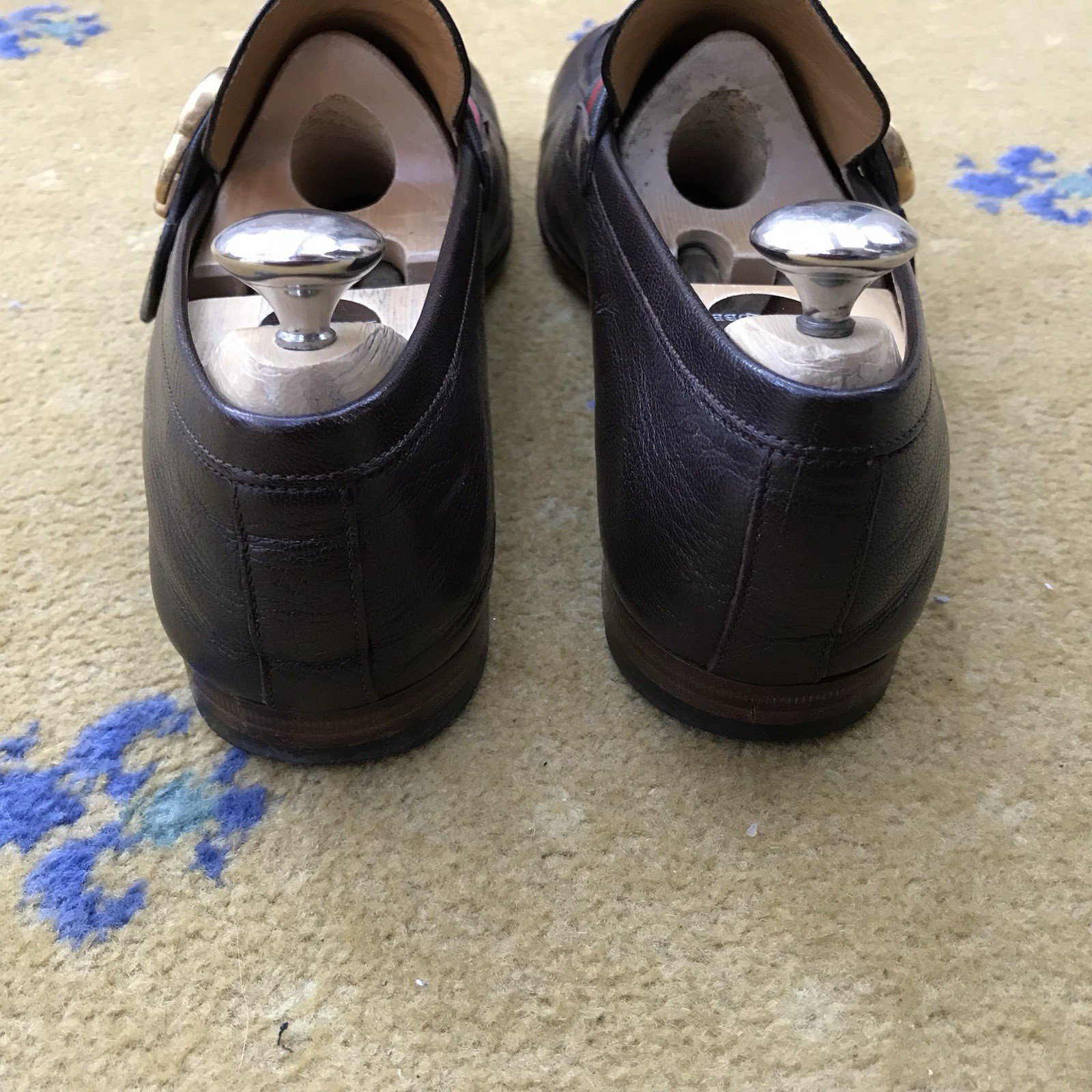 Gucci Loafers Shoes Leather Donnie Double G Web Green Red Mens UK 7 US 8 EU 41 thumbnail 8