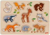 goki 57387 - Steckpuzzle Waldtiere Aus Holz - 9 Teile (Us Import)