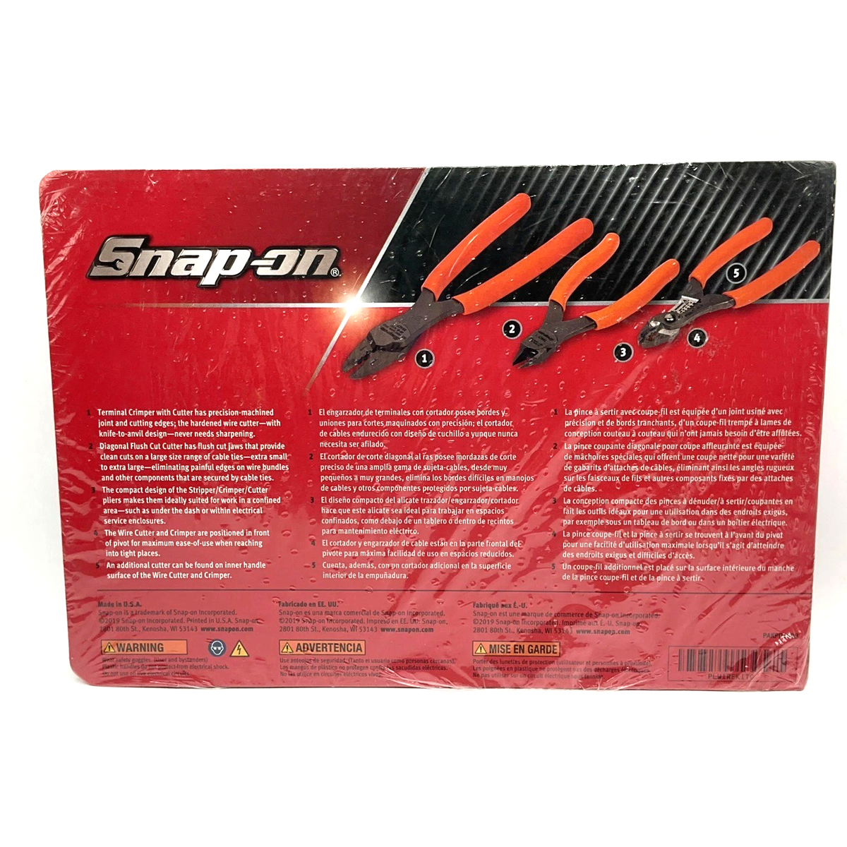 New Snap-on™ 3pc ORANGE Soft Grip Wire Service Pliers Set