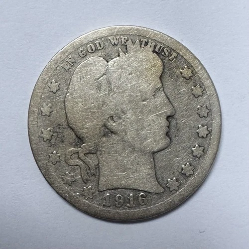 1916 Silver Barber Quarter 25C US 90% Silver