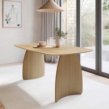 Oak Curved Leg Dining Table - Seats 4 - 6 - Leona LOA004