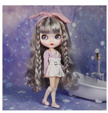 12" Blythe factory Doll Joints Body Matte Face Grey Mixed Curly Hair With Outfit