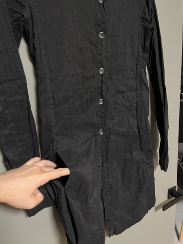Primordial is Primitive Avant Garde Simple Linen Black Coat sz S - Picture 7 of 17