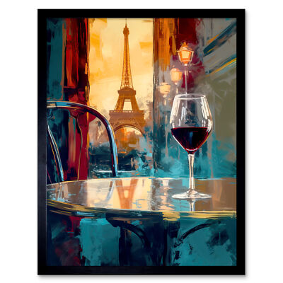 Reflexionen von Paris Eiffelturm Gemälde Restaurant gerahmte Kunst Bild 9X7