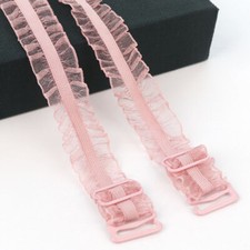 3Pairs Ruffle Mesh Bra Shoulder Strap Detachable Elastic Adjustable Strap Casual