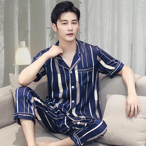 Luxus Herren Seide Satin Pyjama Set Weich Pyjama Langarm Nachtwäsche Loungewear - Bild 74 von 74