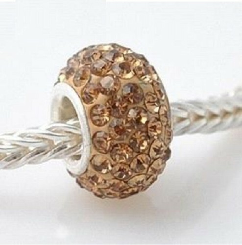 Rhinestone Crystal Swarovski European Charm Beads Silver Plated Pick Color New - Picture 15 of 26