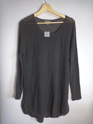 BNWT Sussan Black Long Sleeve Lightweight Rib StretckKnit Top Size L 