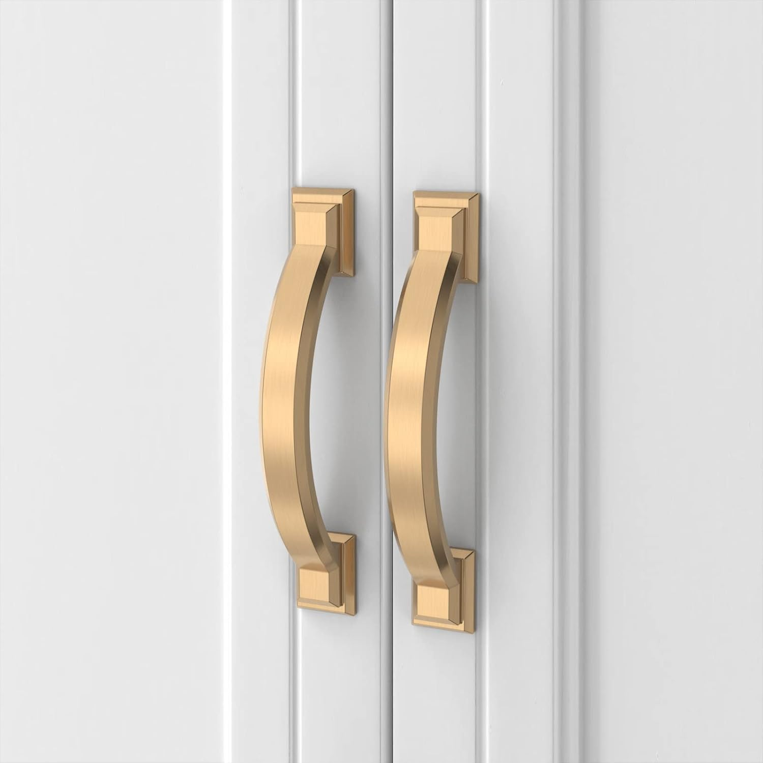 10 Pack 3 Inch(76Mm) Champagne Bronze Kitchen Cabinet Handles, Brushed Brass Cab
