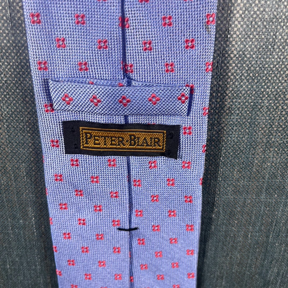 Corbata de cuello Peter-Blair para hombre azul estampado floral seda diseñador ajustable negocios Foto 3 de 4