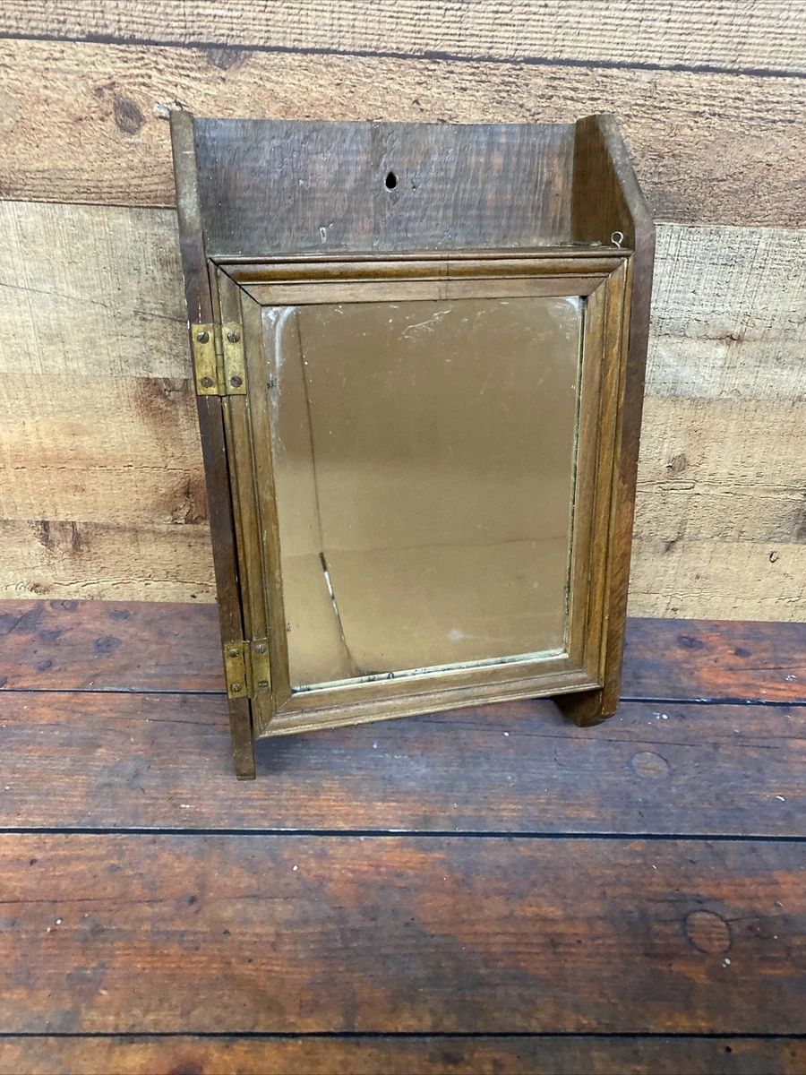 Victorian Wood Medicine Cabinet With Metal Closure Tiger Oak 1870s